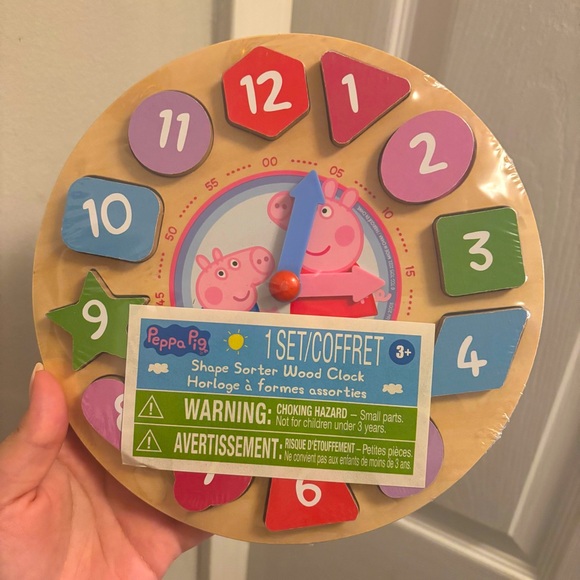 Peppa Pig Shape Sorter Wood Clock - Picture 1 of 2